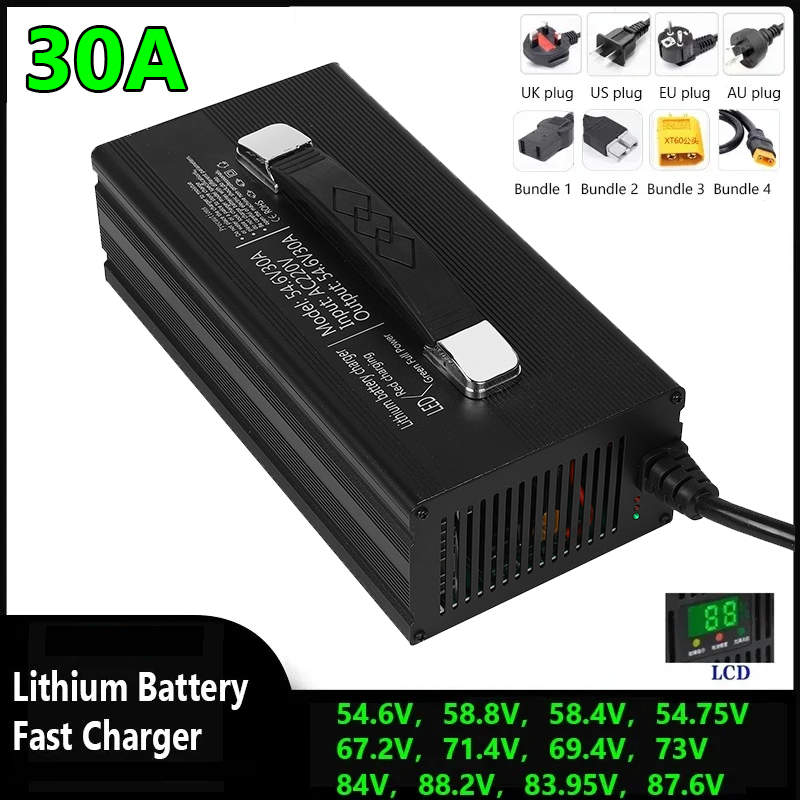 84V 20A Smart Charger - Chargeur rapide Lithium-ion Intelligent 48V 60V